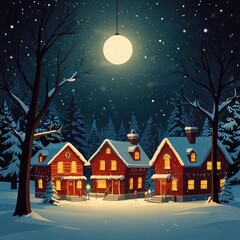 Fototapeta premium Christmas house in the forest