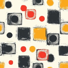 Seamless pattern of freeform rectangles and circles with a minimalist look
