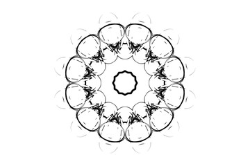 Meditative Mandala Design in Gray and White with Balanced Patterns
