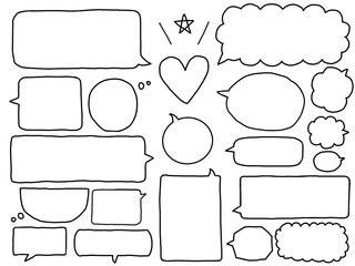 Obraz premium シンプルでおしゃれな吹き出しの線画セット