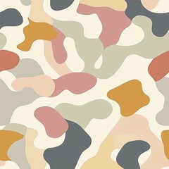 Seamless pattern of organic, curved shapes in mismatched sizes and soft hues