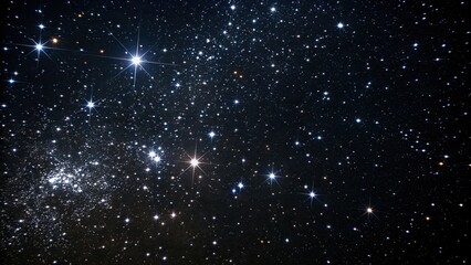 Obraz premium Sparkling diamond dust-like stars against a deep inky blackness of space, twinkling, diamonds, velvet, dark