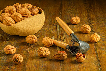 Rustic Walnut Arrangement with Nutcracker