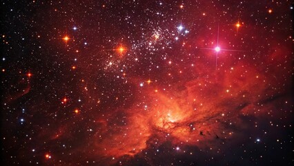 Naklejka premium Stunning array of bright red and orange stars in the cosmos with a black background, cosmic bodies, red and orange stars