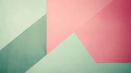 A pink and green background with a pink triangle