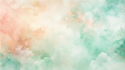 Obraz premium Abstract Pastel Watercolor Background Soft Peach and Mint Green Hues for Design Projects