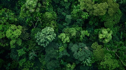 Dense rainforest canopy teeming with wildlife, illustrating the biodiversity and ecological importance of Earth's tropical forests