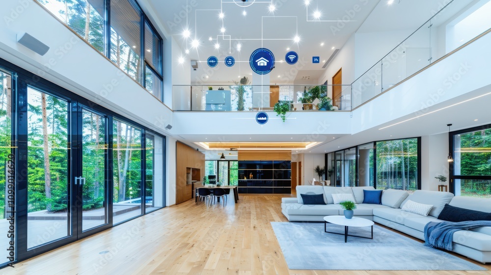 Poster enhancing modern living smart home automation with iot devices in contemporary spaces for a connecte