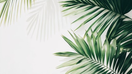 Obraz premium A leafy green palm tree with a white background