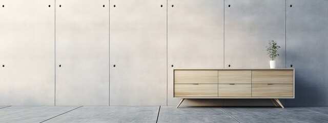 A clean, modern interior with a wooden console table and white walls