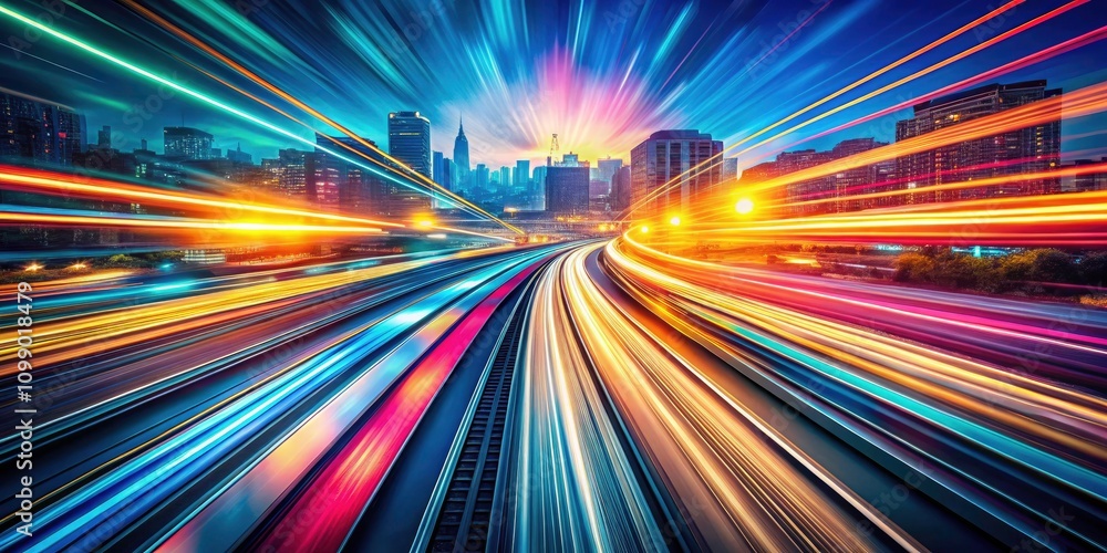 Poster Aerial View of Fast Speed Lines and Vector Effects in Dynamic Motion, Stock Illustration for Modern Design Projects and Digital Art, Emphasizing Energy and Movement