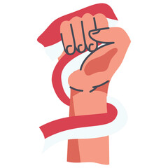 Obraz premium Hands Holding Indonesian Flag Illustration. National Independence Day Indonesia Celebration. Isolated Vector Graphic