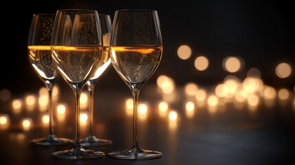 Sparkling Wine Glasses  Festive Celebration  Romantic Dinner