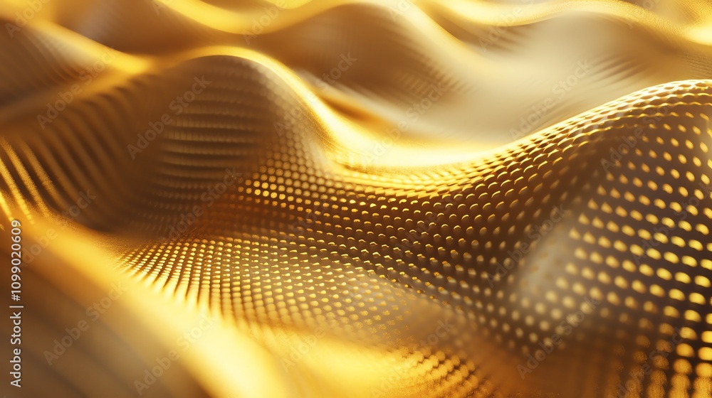 Poster abstract golden texture with a grid pattern and soft waves.