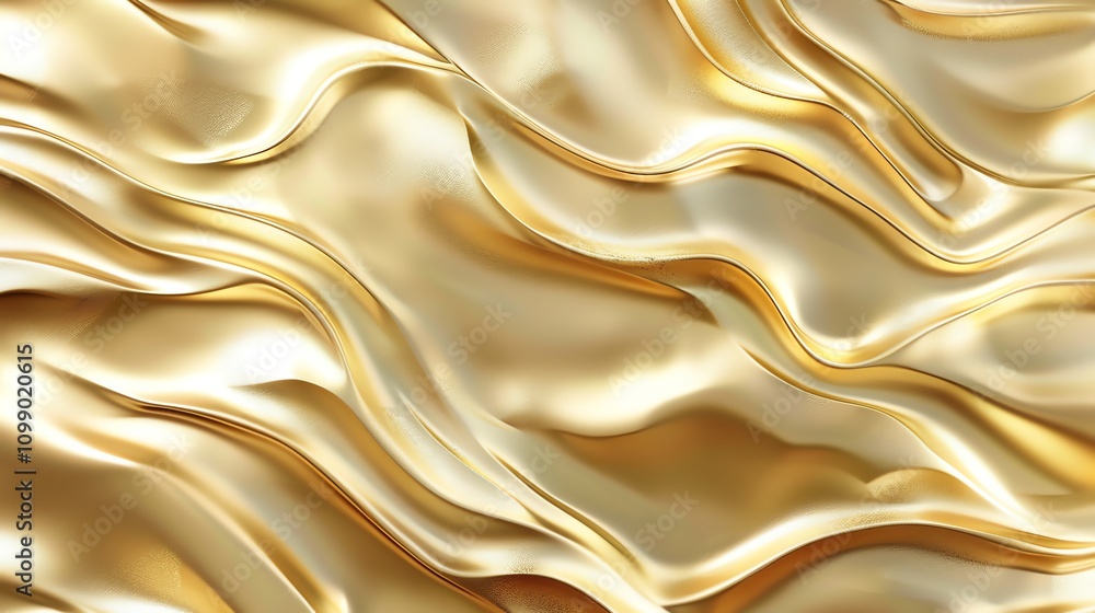 Poster abstract golden fabric background with soft waves and folds.