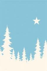 Obraz premium Bright shining Star of Bethlehem on against night winter landscape. Star of Jesus, Christmas Star. Nativity of Jesus Christ, Birth of Jesus, Christmas Eve. Christian religion concept. Paper cut style