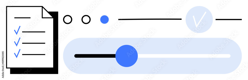 Aufkleber checklist with checkmarks, progress bar with slider, and circular progress icons. ideal for project 