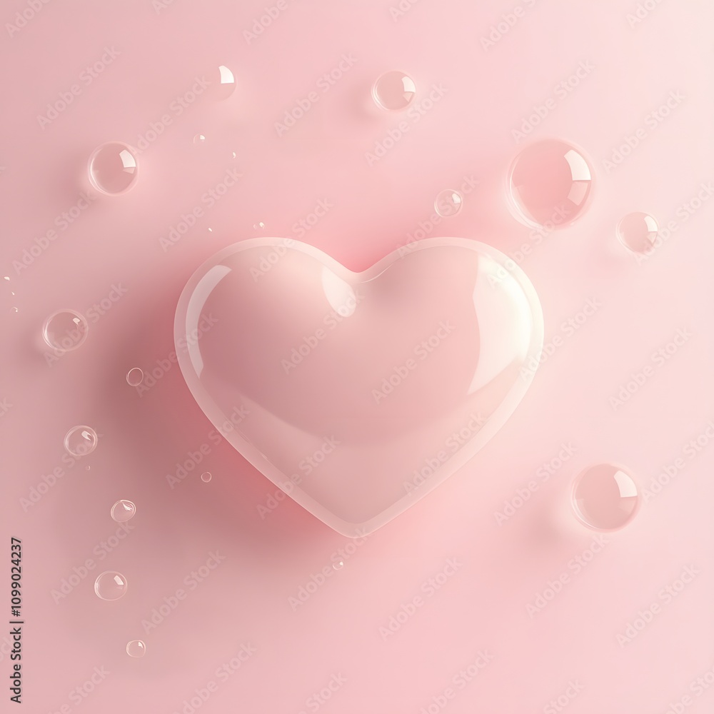 Poster a clean gradient design in soft pink tones, with a floating heart motif, leaving an empty central sp