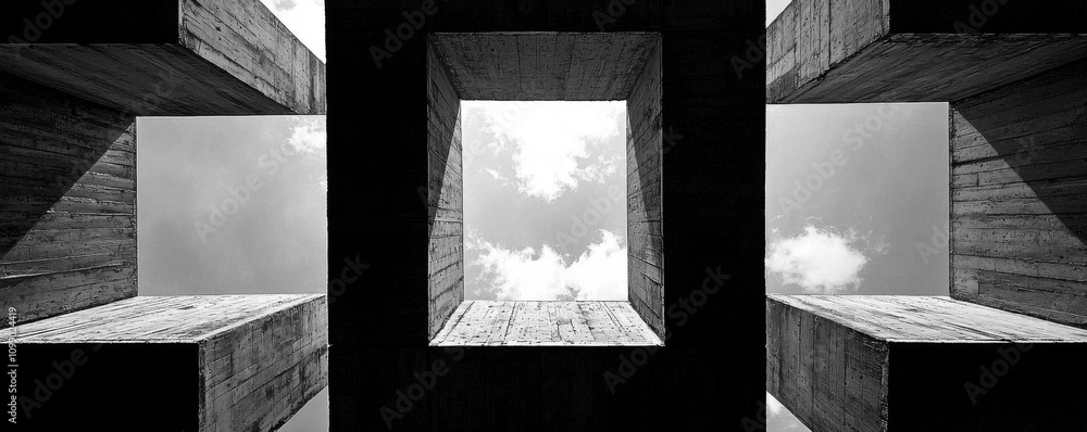 Poster abstract concrete architecture modern building design sky view
