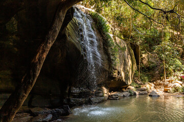 tranquil rock pool and waterfall on the Sunshine Coast