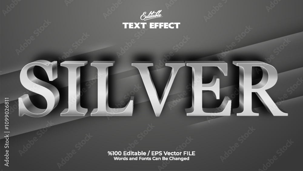 Poster silver style editable text effect