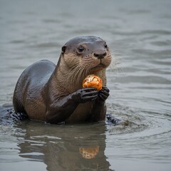 Obraz premium Otter River Otter Wildlife Cute Animal Aquatic Mammal Nature Animal Photography Playful Otter Water Habitat Endangered Species