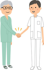 看護師　患者と握手