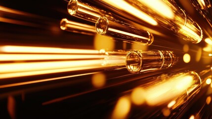 Fototapeta premium A close-up of bullets in motion, their trajectories highlighted with dynamic streaks of light and speed.