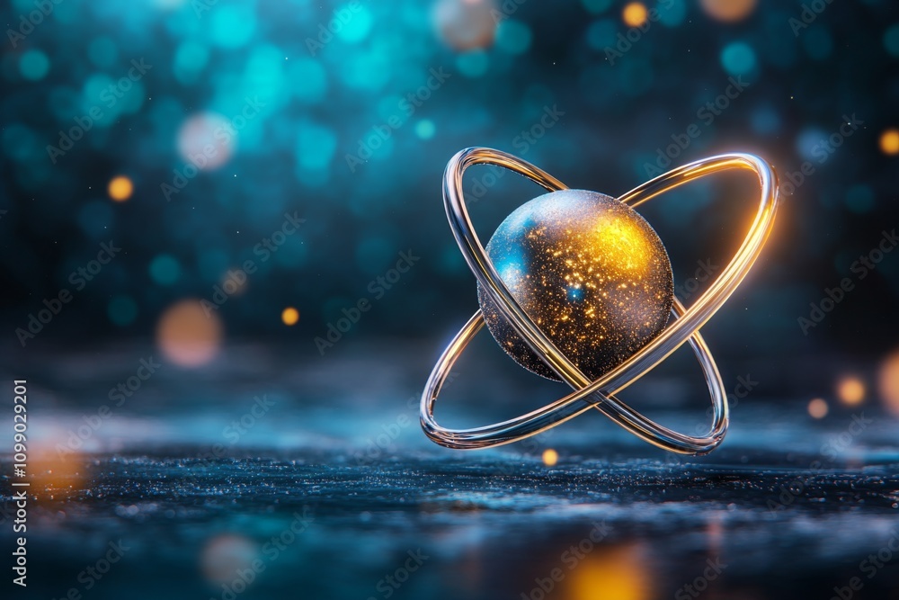 Poster a close-up of a hydrogen atom, showing its single proton and orbiting electron with realistic subato