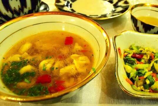 Chuchvara, Uzbek  dumpling in Bukhara, Uzbekistan