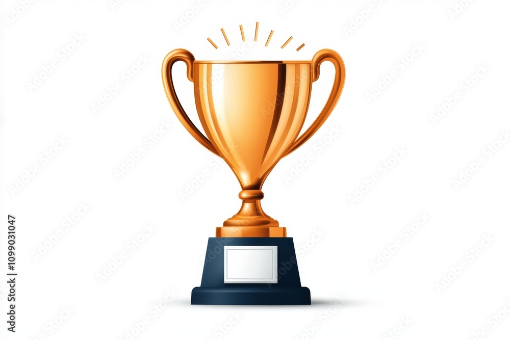 Poster a flat design illustration of a trophy table, spotlighted on a clean white background with simple de