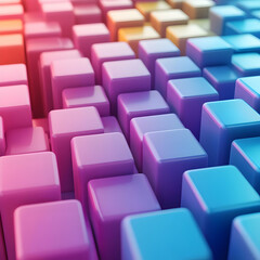3D Colorful Cubes Abstract Background