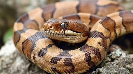 Fototapeta premium Close-up of a Brown Snake: Wild Reptile in Nature