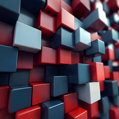 Obraz premium Red Blue White Cube 3D Illustration