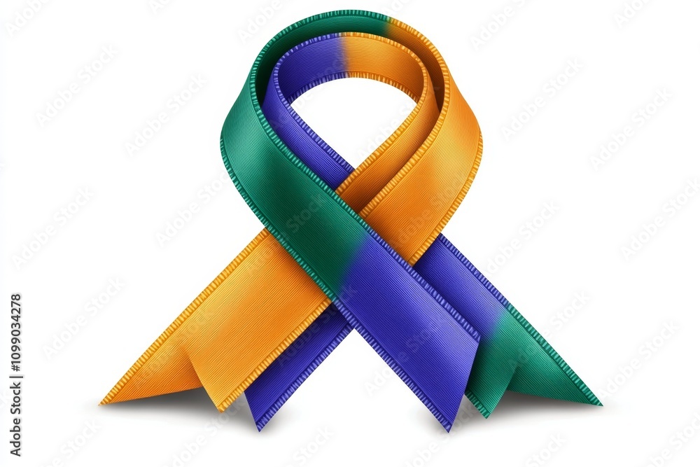 Poster a minimalist design of a ribbon symbolizing awareness with clean lines and soft gradients on a white