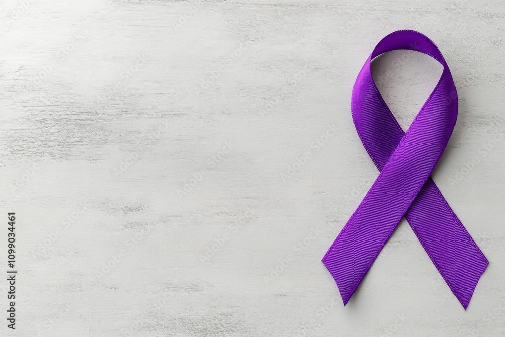 Poster A minimalist design of a ribbon symbolizing awareness with clean lines and soft gradients on a white background
