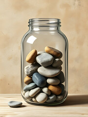 stones in a glass jar