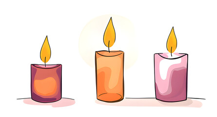 set of burning candles illustration