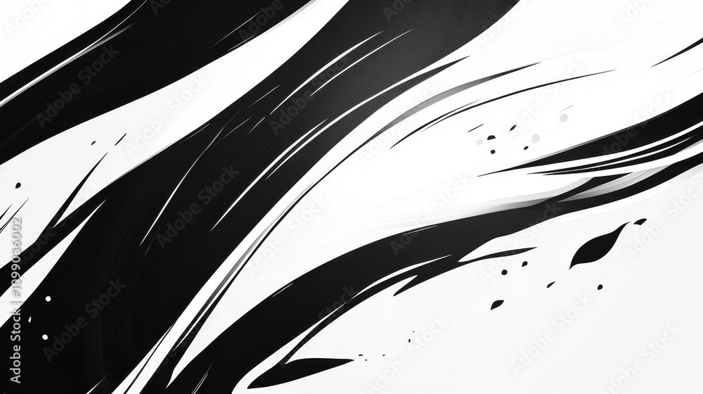 Aufkleber abstract black and white brush strokes on a light background, creating a dynamic visual effect.