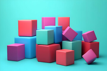 Obraz premium Colorful 3D Cubes Abstract Background