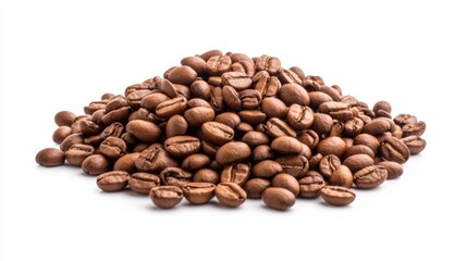 Obraz premium Coffee beans showcase coffee shop product photography bright background close-up flavor exploration