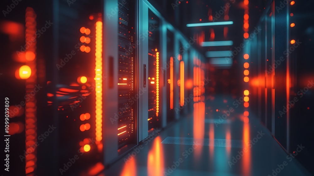 Poster server room data center. internet and technology concept. 3d rendering - generated ai