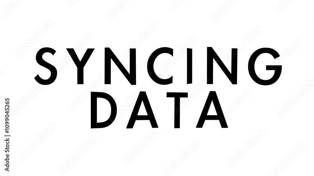 Poster syncing data text message animation on a white background
