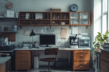 Fototapeta premium modern office workspace with computer and lab equipment