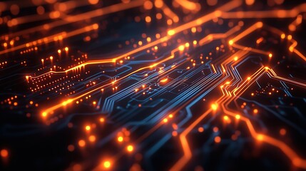 Fototapeta premium circuit board with glowing lines, floating on a clean white background, highlighting the complexity of tech systems