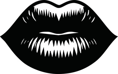 Obraz premium Beautiful vector lip imprint. Isolated on white. Realistisch vector kiss in black color. Women's lips lipstick kiss print set for valentine day and love illustration. Human lips. Vector Formats EP