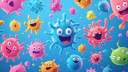 Fototapeta premium Happy colorful virus characters.