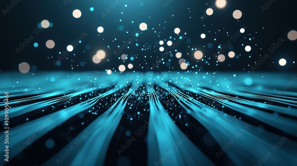 Poster fiber optic cables forming intricate patterns against a dark background, symbolizing the complexity 