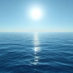 Obraz premium serene ocean view with a bright sun reflecting on calm waters