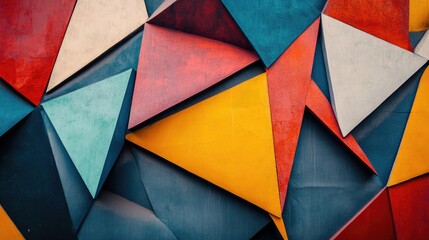 Fototapeta premium Close-up of colorful triangular wall design